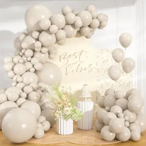98 count Sand White Balloon Garland Arch Kit | 18/12/10/5 Inch  Cream White BOHO Balloons for Wedding, Birthday, Bridal Shower Party Decorationss
