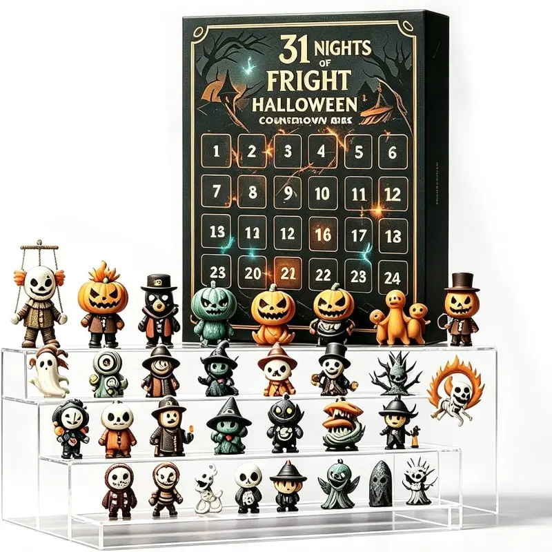 15/31 Nights of Fright Halloween Countdown Box with Figurines - Halloween Advent Calendar 2026 Scary Mini Dolls Gift Boxs, Halloween Horror Figures Ornaments Decorations, Halloween Gift for Kids & Women, Gifting Set