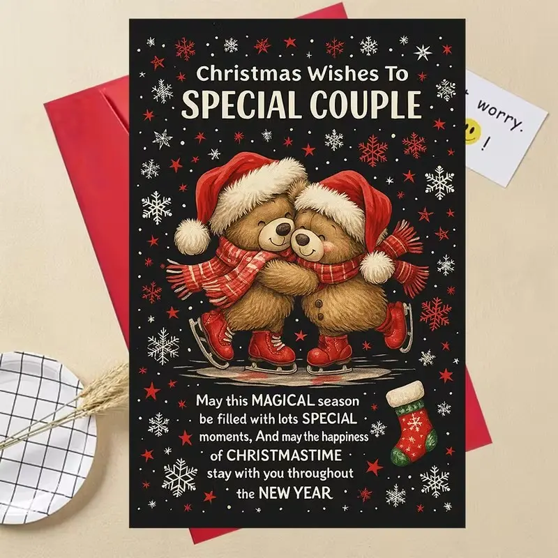 1SET is a single Christmas card designed especially for special couples. It’s perfect for sending holiday greetings and also makes a romantic gift for your wife, husband, friend, or partner to express your best wishes for Christmas and the New Year.
