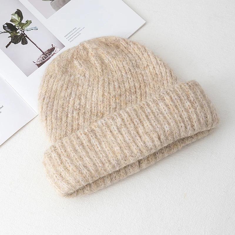 New Style Winter Warm Solid Color Slouchy Winter Hats Beanie Cap Y2k Warm Cap For Women Cap Winter Outdoor Knitted Girl Hats
