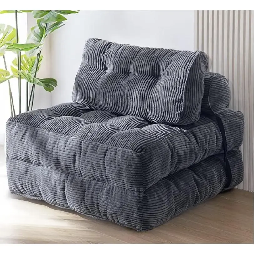 Folding Sofa Bed, Convertible Sleeper Chair with Pillow, Mattress & Back Support, Portable Floor Lounger for Living Room, Bedroom, Dorm, Apartment