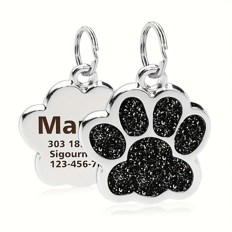 Custom Personalized Pet ID Tag, Engraved Dog Name Tag, Durable Fade-Resistant Paw Print Charm for Dogs & Cats, Collar Name Plate