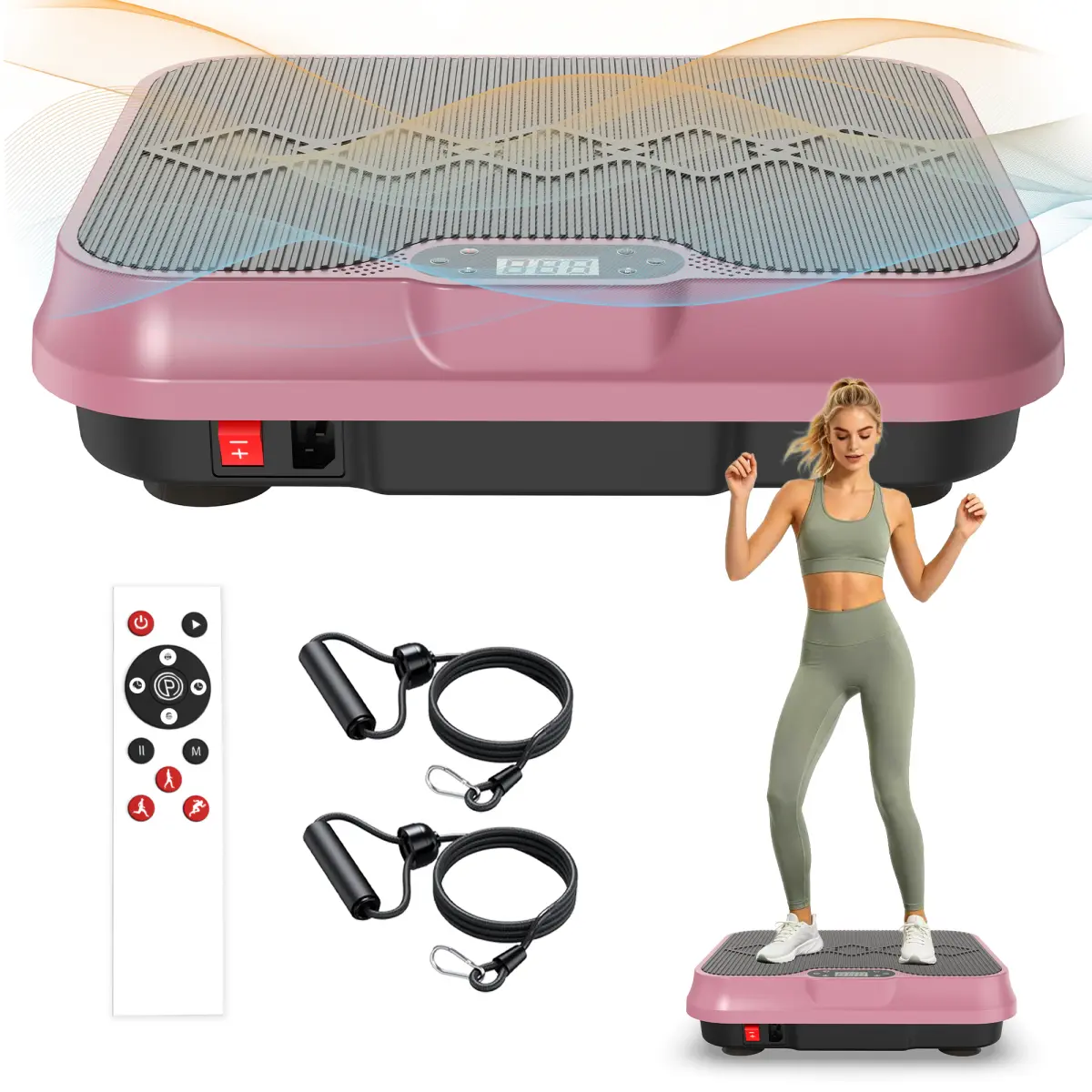 Aobtkel Vibration Plate Exercise Machine - Full Body Workout Home Exercise Equipment with Remote Control, Resistance Bands, Compact Multifunction Workout Station for Home Gym