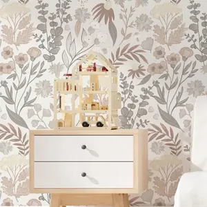 Romantic Small Floral Self-Adhesive Wallpaper, Waterproof Wildflower Wall Paper, Removable Decorative Wallpaper for Living Room, Bedroom, Bathroom