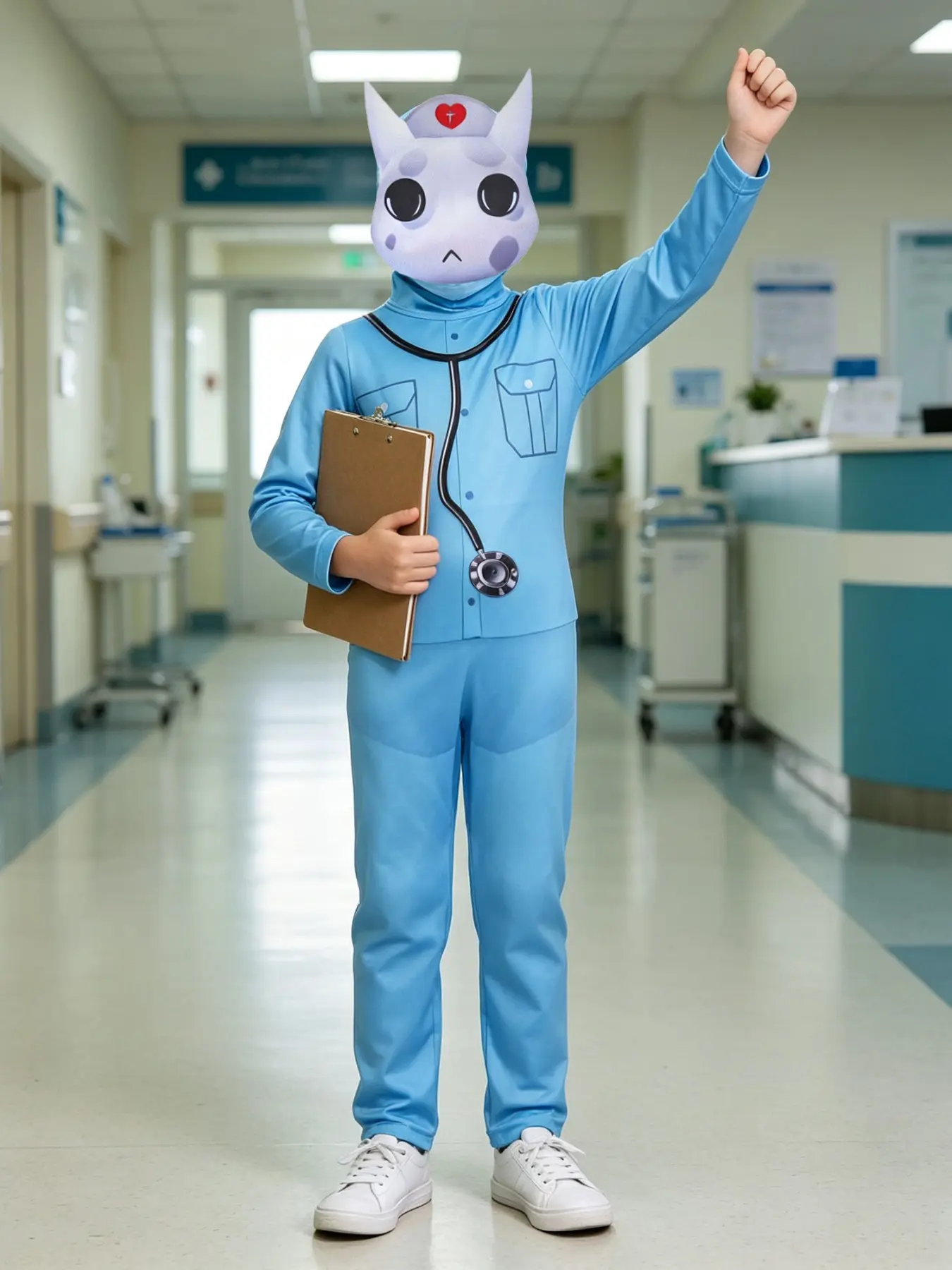 Animal Hospital Costume for Kids, Fun Nurse Dress-Up Kit with Hat, Party Jumpsuit for Boys, All-Over Print, Slim-Fit