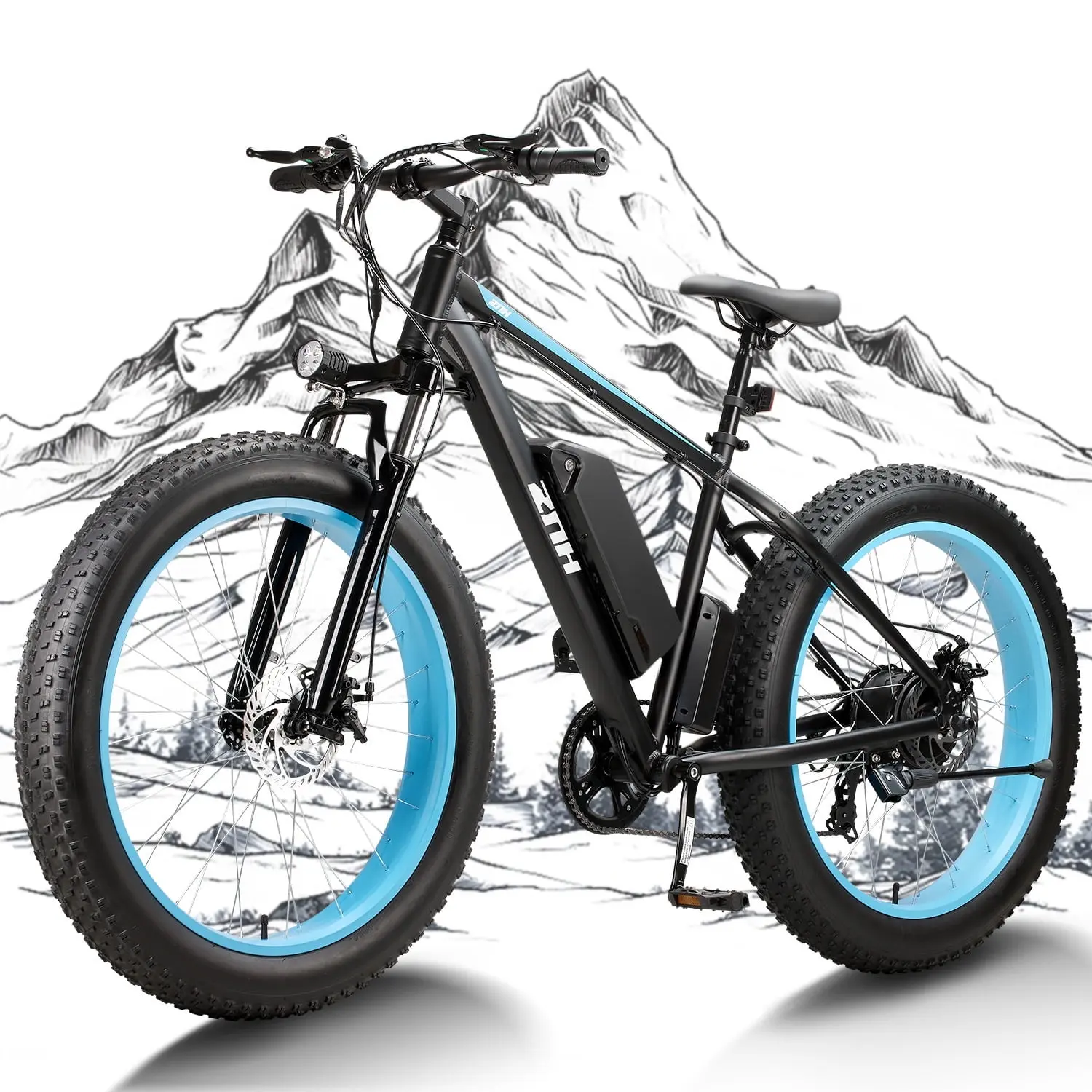 ZNH 26'' Fat Tire Electric Bike for Adults,1000W Peak Powerful Brushless Motor,Electric Mountain Bike w 48v 13ah Removable Battery,Max 20mph Snow Bike for Men,UL2849,Black