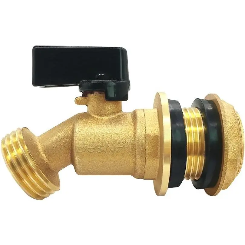 Rain Barrel Spigot, 3/4" NPS Male Inlet to 3/4" GHT Male Outlet | Garden Hose Connector Adapte Drain Valve Kit Double Gasket Protection for 5/25/50/55 Gallon Bucket