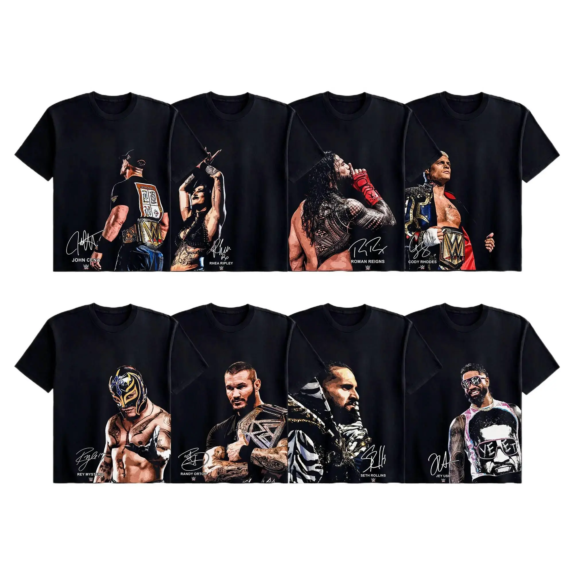 [Sale Up To 50%] Unisex WWE Superstars Wrestling Collection Short-Sleeve T-Shirt - 100% Cotton Soft Fabric Apparel, Round Neck Graphic Vintage Streetwear Tee for Wrestling Fans, Women's Top Gift, Shortsleeve, Tshirt