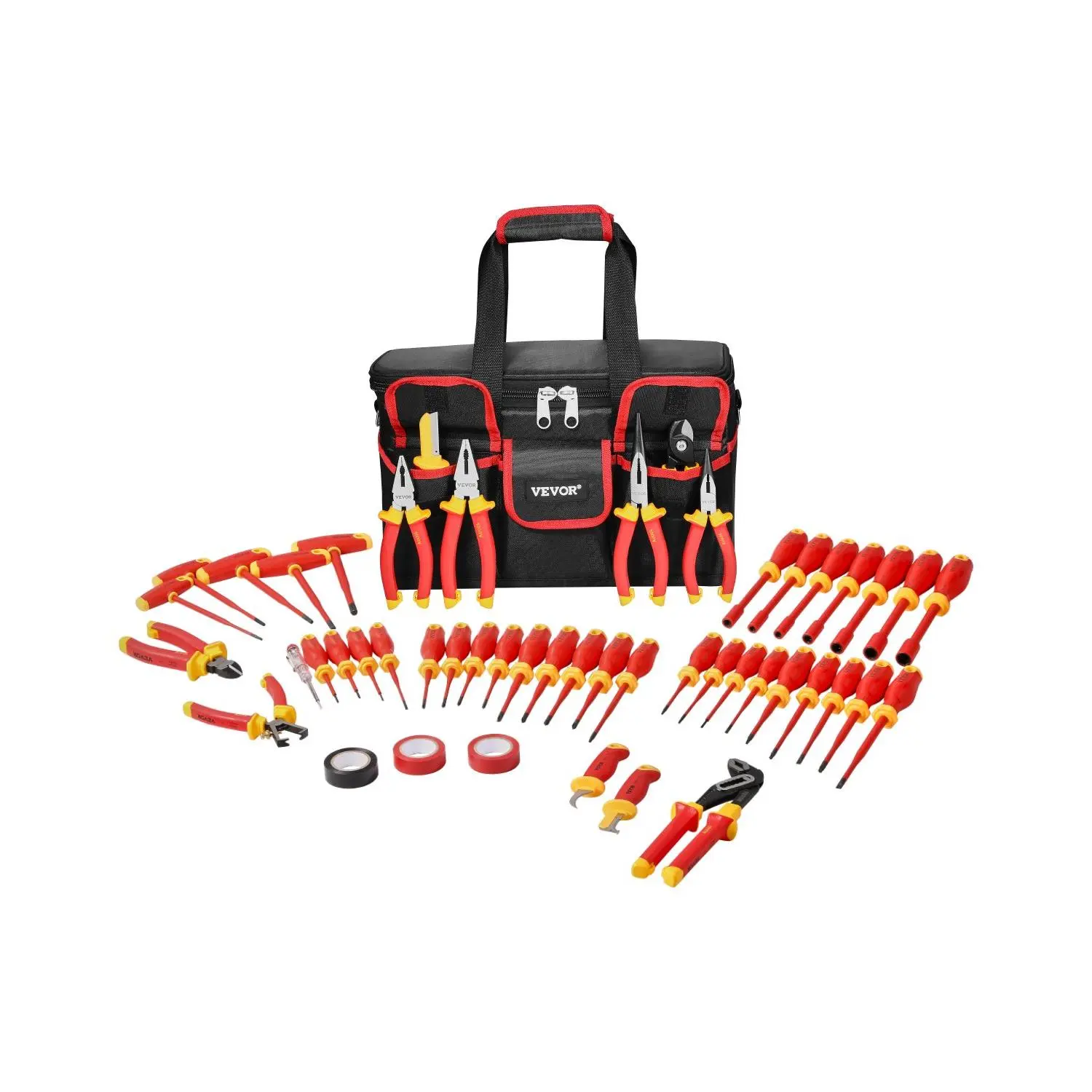 Insulated Screwdriver Set, 50-Piece Professional Electrical Screwdriver Set, 1000V Insulated Electrician Tool, with Magnetic Tips, T-Handle Hex Wrench, Screwdriver, Single-Pole Voltage Tester