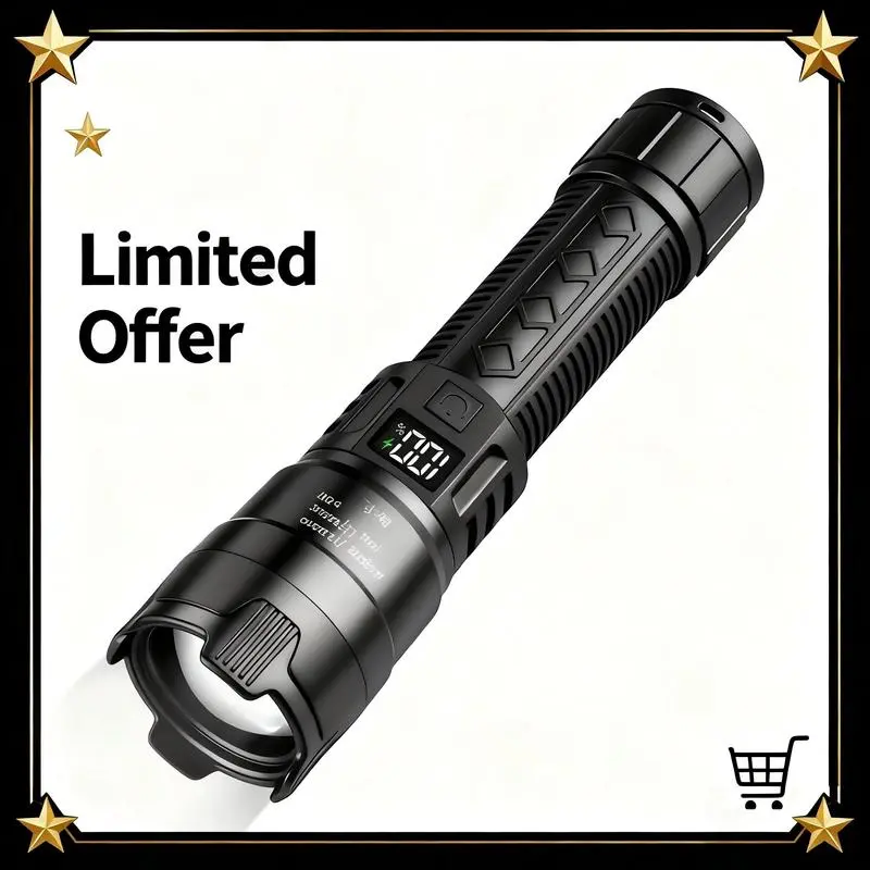 Super Bright USB Rechargeable LED Flashlight, High Lumen Tactical Compact Design, 800mah Battery, Adjustable Focus, Essential Outdoor Gear