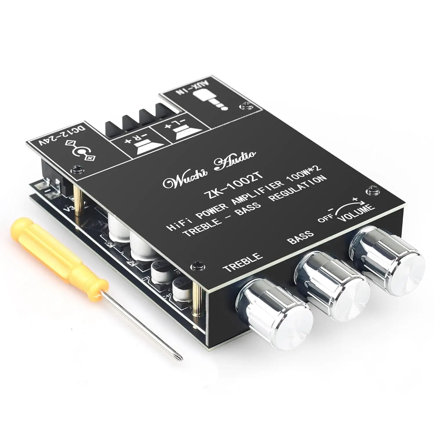 ZK-1002T Bluetooth Amplifier Board 100W+100W Audio Amplifier Supports AUX/Bluetooth,Wide Voltage Input 12-24V (Black2 ZK-1002T)
