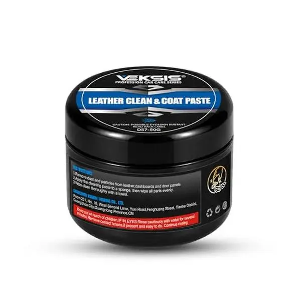 Veksis Leather Clean & Coat Paste – 50g×2 Pack 2-in-1 Leather Cleaner and Conditioner, Creamy Non-Toxic Balm for Car Seats, Sofa, Boots, Handbags, Restores & Protects with Ceramic Coating