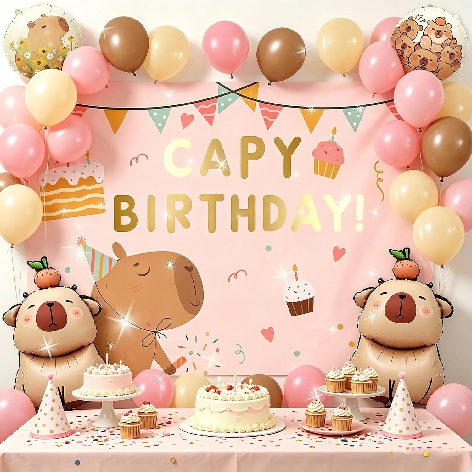 Capy Birthday Party Balloons Backdrop Decorations Includes Capy Birthday Cake Balloon Party Favors Capy Theme Party Supplies Decor