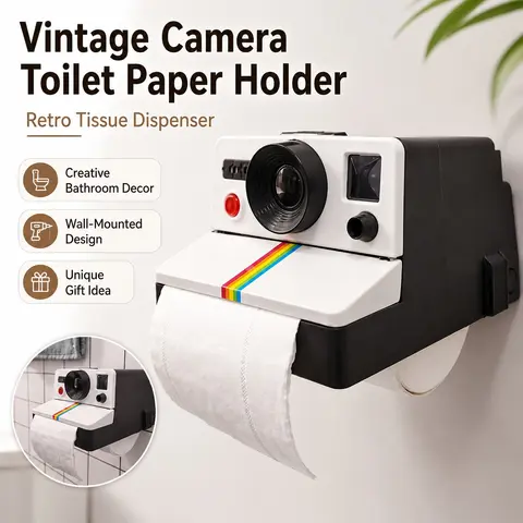 Vintage Camera Toilet Paper Holder - Retro Tissue Dispenser, Polyresin Home Decor Accessory for Bathroom, Restroom & Kitchen, Bathroom Gadgets, Bathroom Decoration Supplies, Perfect Unique Gift