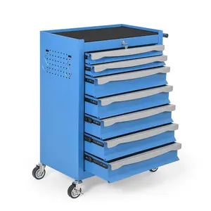 Heavy Duty 7-Drawer Rolling Tool Chest - Large Capacity Mobile Tool Storage Cabinet with Central Keyed Lock, Anti-Slip Protective Liners & Smooth 360-Degree Swivel Casters for Garage, Studio, or Works,Blue