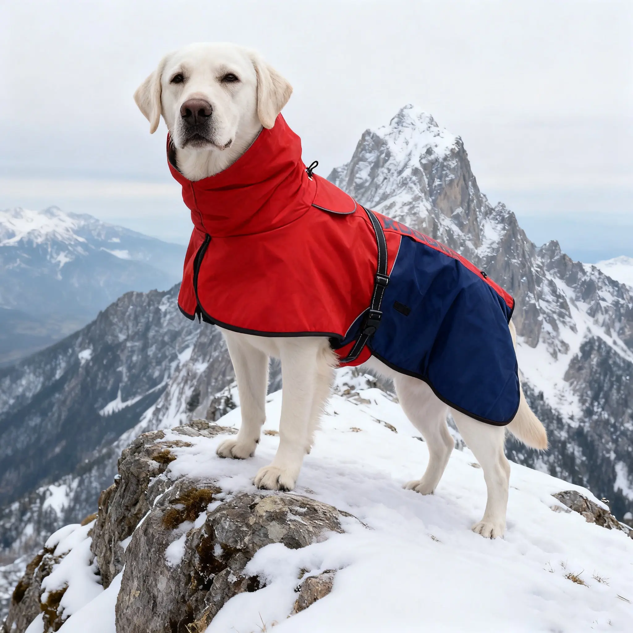 Koogal Pet Dog Waterproof and Warm Double-Layer Insulated Jacket - Adjustable Brim, Waist Belt on Abdomen, Nighttime Reflective Feature. Suitable for Small Dogs, Medium Dogs, Large Dogs - Dogs weighing 18-110 lbs.