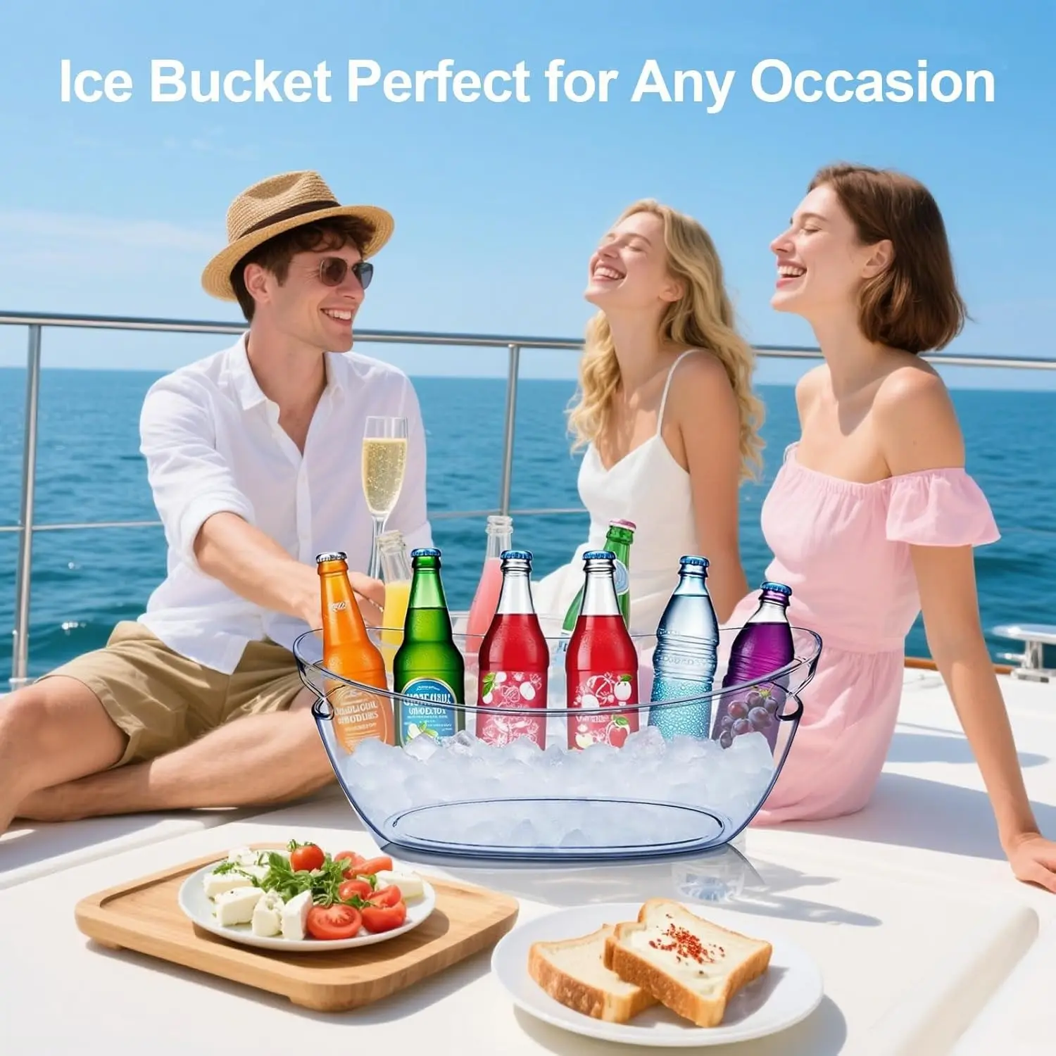 Transparent Ice Bucket Champagne Cooler, 5L Large Capacity Boat-Shaped Ice Bucket, Bar Party Essential, Champagne Bucket