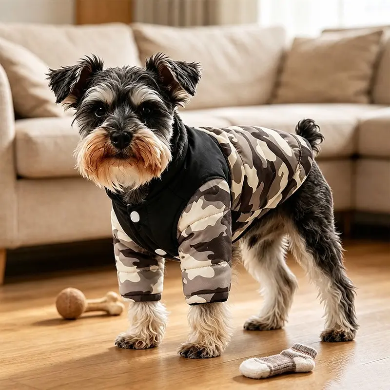 Camouflage Patchwork Pet Jacket, Fashionable Dog Cat, Loose Long Sleeve, Soft Windproof Fabric, Fall Winter Outdoor Gear