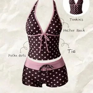 2026 New Women's Swimsuit Bikini, Retro Polka Dot bikini set with Triangle Swimsuit Top and Low Rise Bottom, Yellow Vintage Colour Block two piece swimsuit, two piece set for Beach, Pool, Resort and Summer Vacation