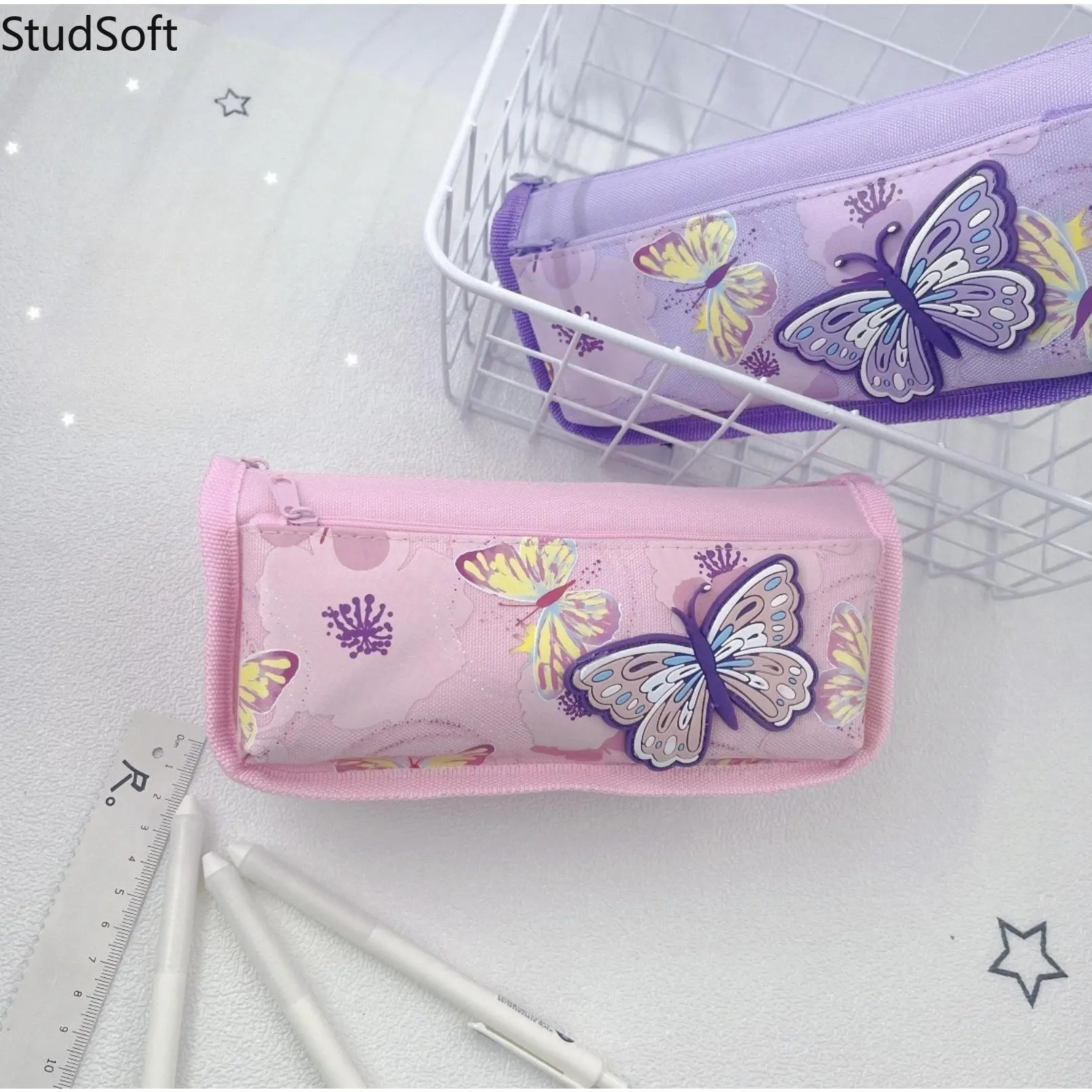 Cute Butterfly Pencil Case Back to School 3D Aesthetic Pencil Pouch Large Capacity Stationery Organizer Classroom Essentials for Teens Girls,back to school,back to school haul