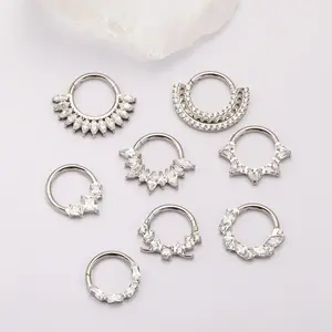 ASTM F136 Titanium Hinged Septum Clicker | CZ Sparkle | 16G Daith, Helix, Tragus Earrings | Premium Body Jewelry