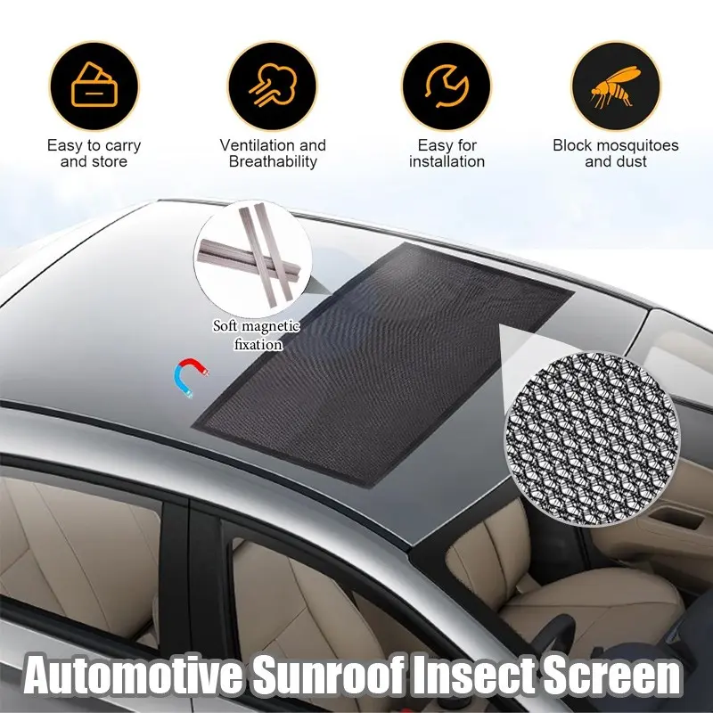 Magnetic Car Sunroof Mosquito Net, Full View Sunroof Cover, Sun Shade For Car, UV Protection, Quick Install, Ventilation, Universal Car Roof Shade Protector, Car Sunshade