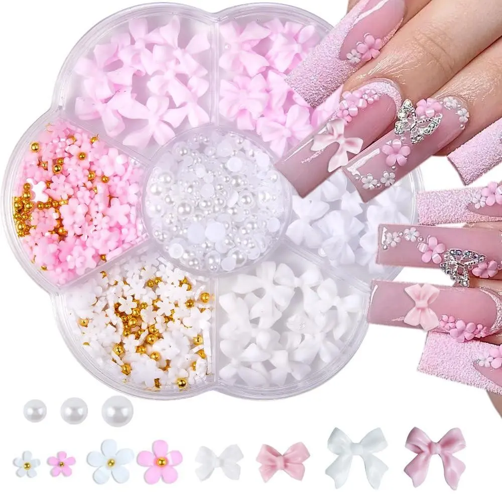 3D Nail Charms and Gems, Cute Nail Bows, Flowers, Mixed Styles with Rhinestones, Flatback for DIY Nail Art Design and Phone Case Decoration, Nail Art Supplies, Nail Accessories, Flower Nails