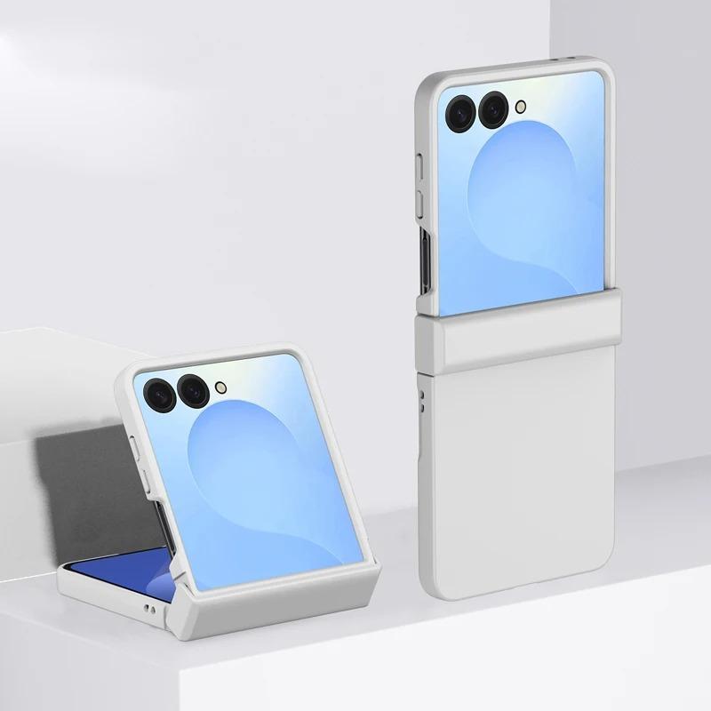 Fin Hinge Protective Solid Color Shockproof Folding Phone Case For Samsung Z Flip 7 6 5 4 3 ZFlip7 Flip6 Flip5 5G Hard PC Slim Cover