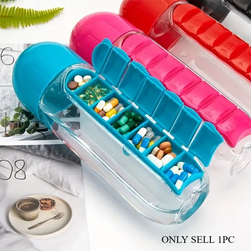 1pc Innovative 2-in-1 Medicine and Water Bottle Dispenser: Portable, Secure Pill Storage for Hydration On-the-Go, Perfect for Travel & Outdoor