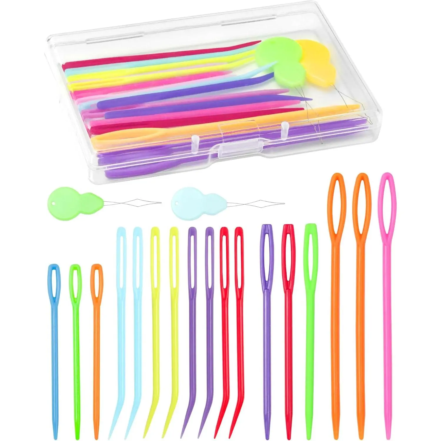 FIVEIZERO 19 Pcs Yarn Needles Set, Assorted Yarn Needles Bent Tapestry Needle Weaving Needle Darning Needles Plastic Needles Large Eye Blunt Knitting Needles for Sewing Crochet