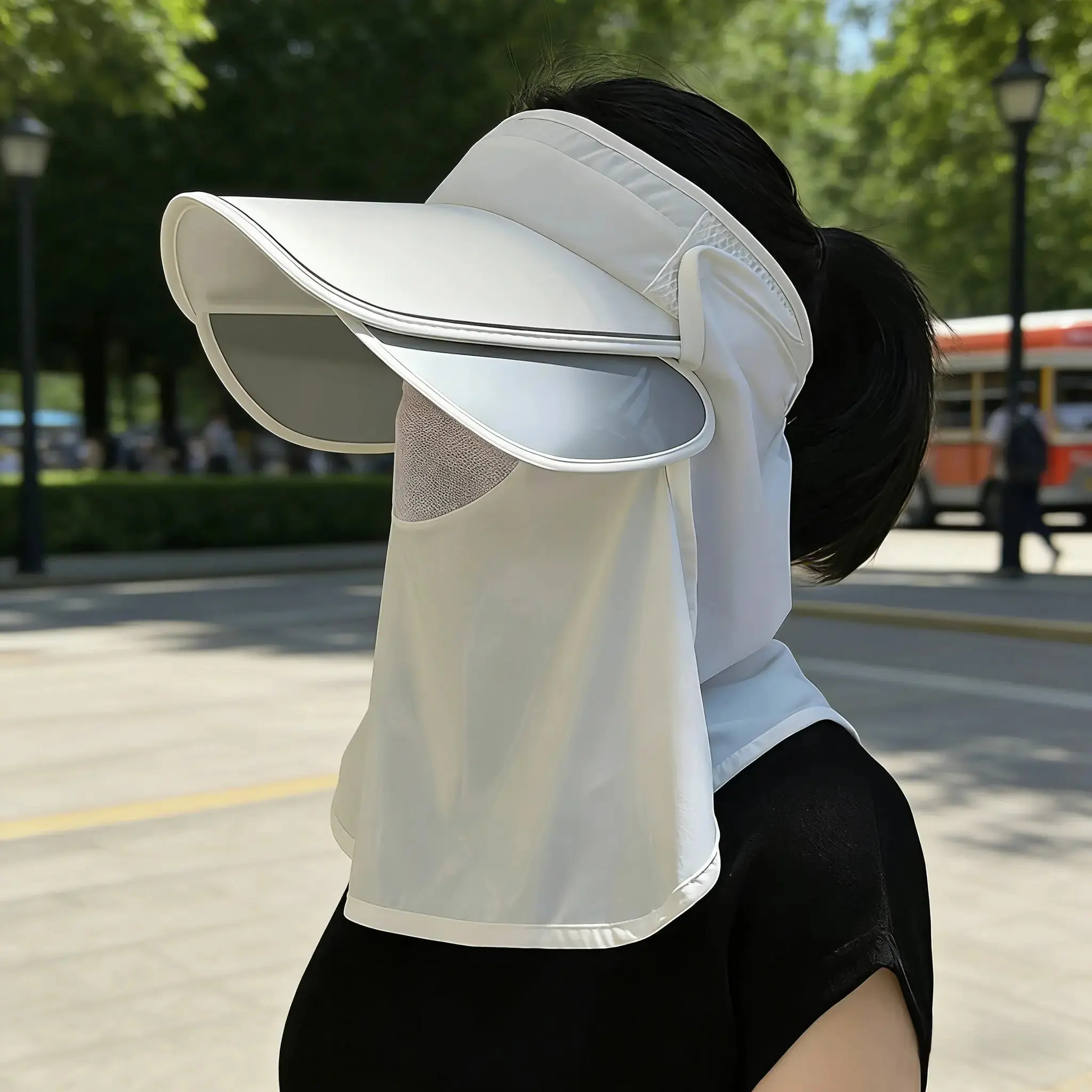 outdoor sun hat/face shield, golf sun hat for women, summer wide brim sports hat, full face coverage, open top, flip-up baseball cap