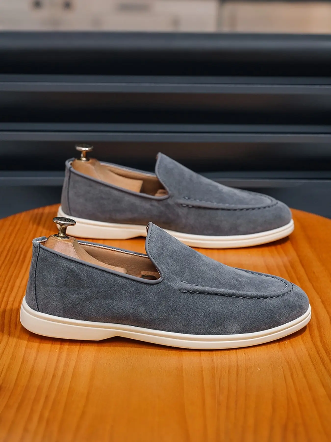 Men's Fashionable Casual Loafers, Simple Retro Style, Slip-On Casual Shoes, Lightweight Anti-Slip Driving Beanies, Trendy Daily Wear