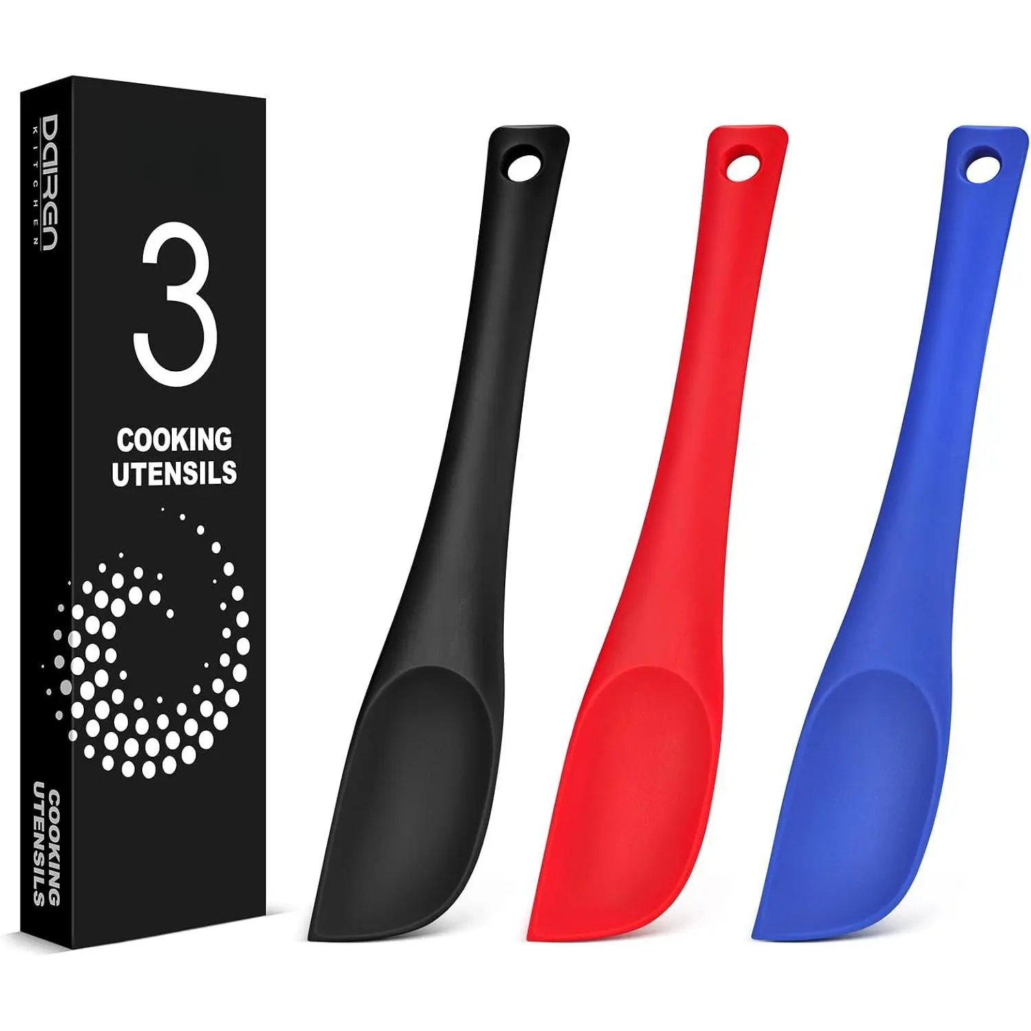3-Pack Sturdy Synthetic Grade Rubber Scraper Spatula Set, 11.3in Flexible Bakeware Mixing Tool, Heatproof Bowl Scrapers for Nonstick Cookware & Everyday Use