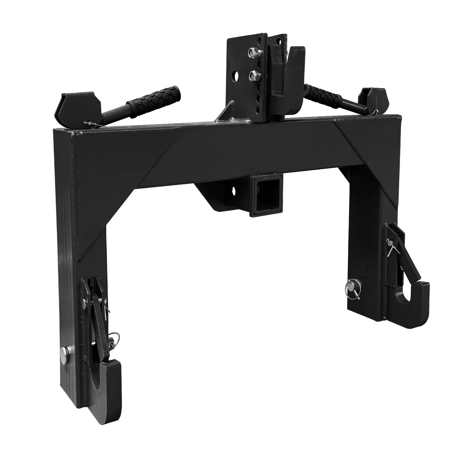 Heavy Duty 3 Point Quick Hitch, 3000 Lbs Capacity 5-Level Adjustable Tractor Hitch with 2" Receiver, Category 1 & 2 Universal Steel Trailer Hitch Attachment for Plows, Logging & Farm Work