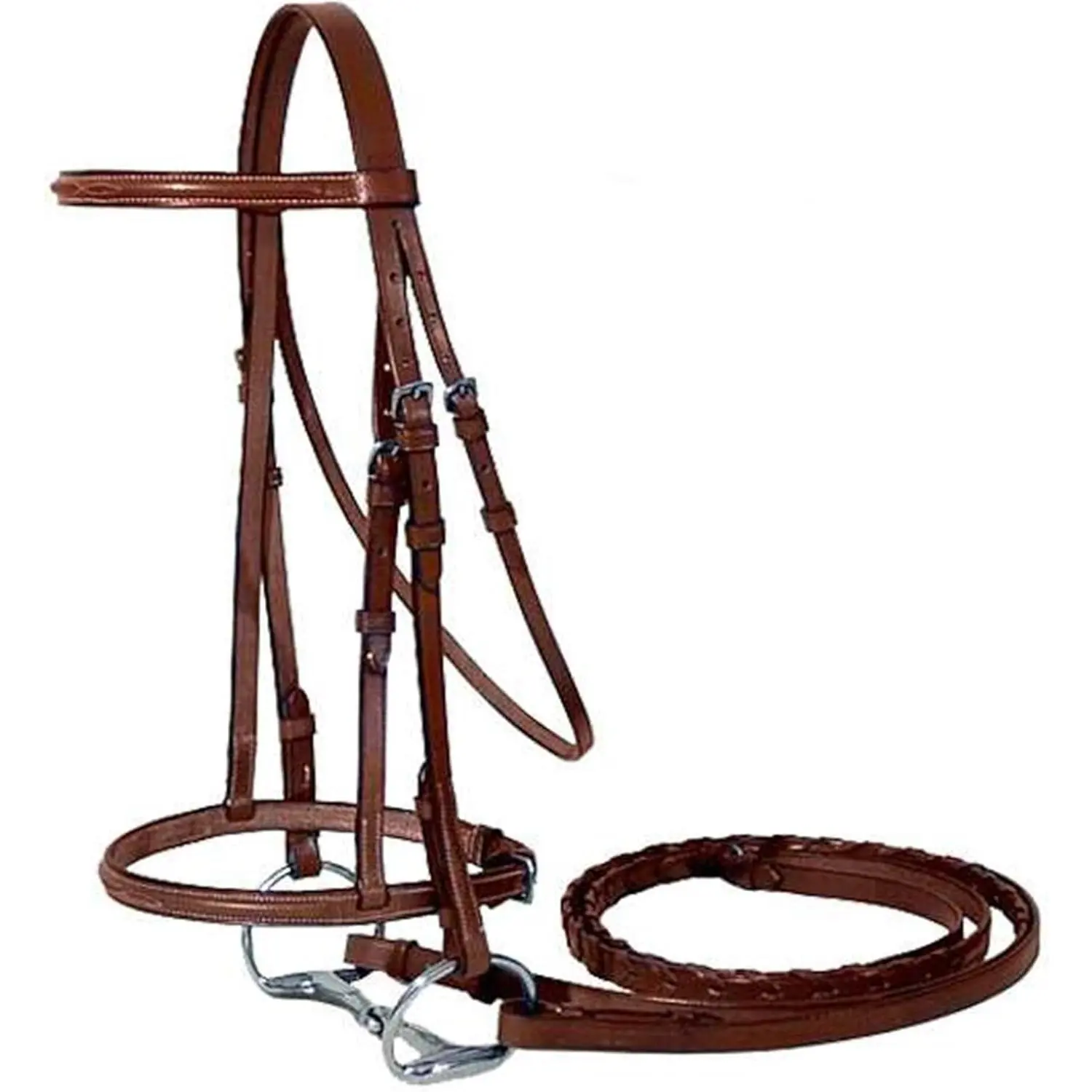 Real Leather English Schooling Bridle with Raised Stitch, Fancy Lacing Reins, Stainless Steel Hardware, Attractive Functional Design for Everyday Equestrian Use, 1-Year Warranty, Attractive And Functional
