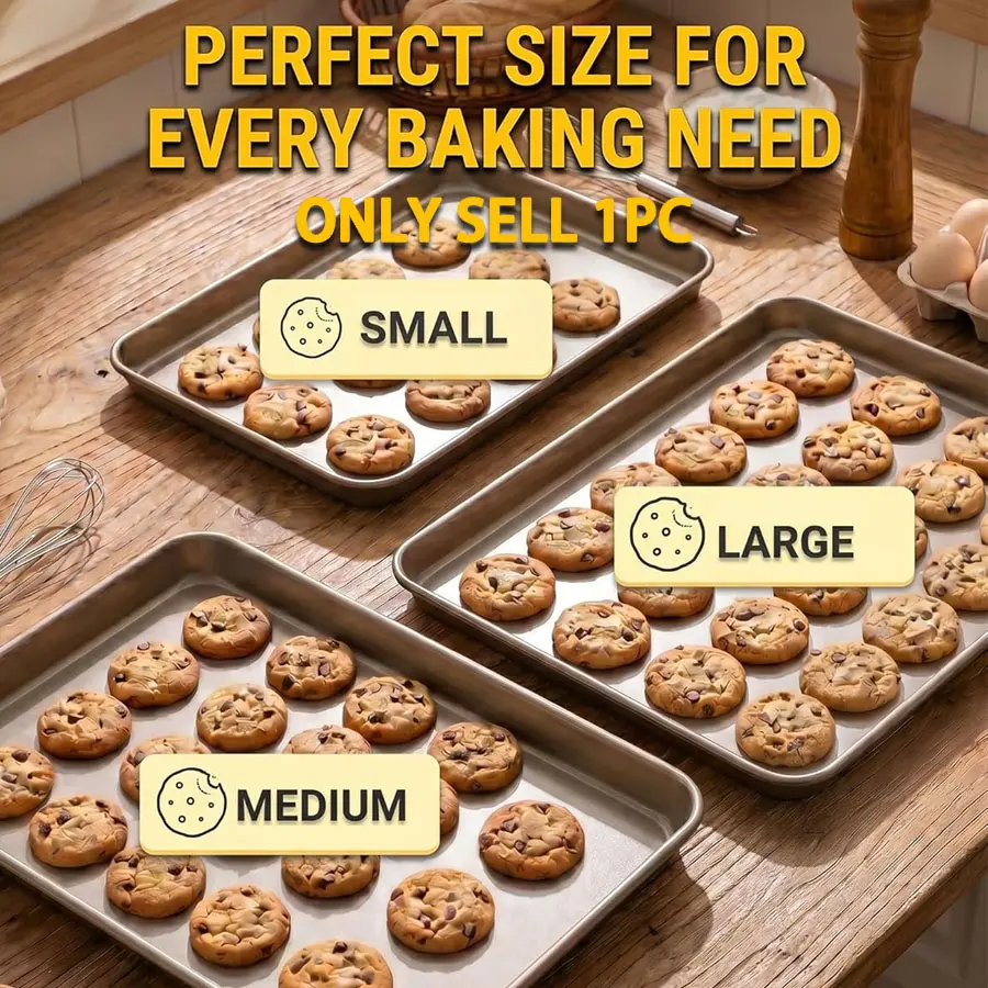 1pc Stackable Golden Coated Oven Baking Tray, Multipurpose Bakeware for Bread & Pastry