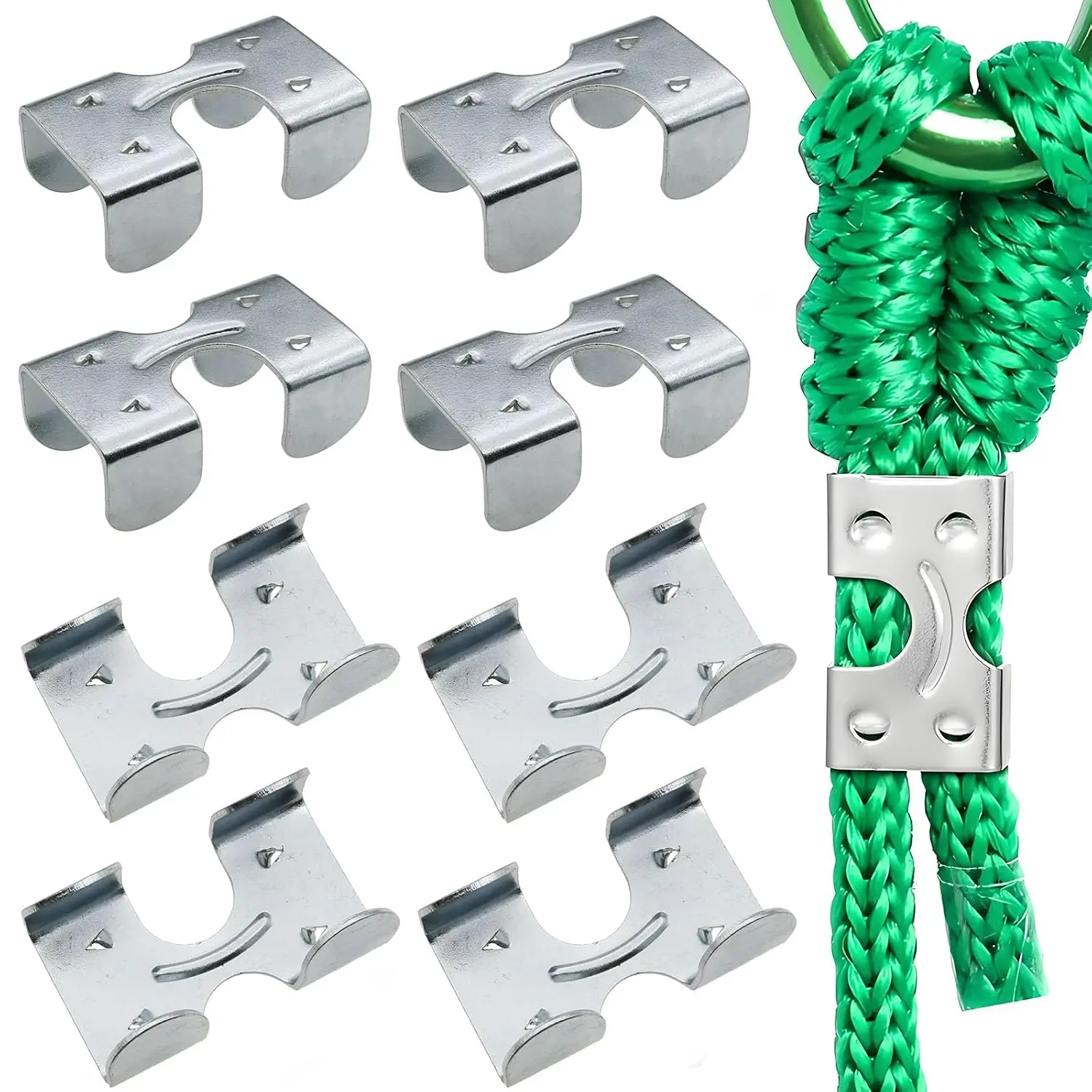8 count Heavy Duty Double Rope Clamp Heavy Duty Braided Rope End Clamp Metal Loop End Clamp for Twisted or Braided Rope from 3/8 "to 1/2"