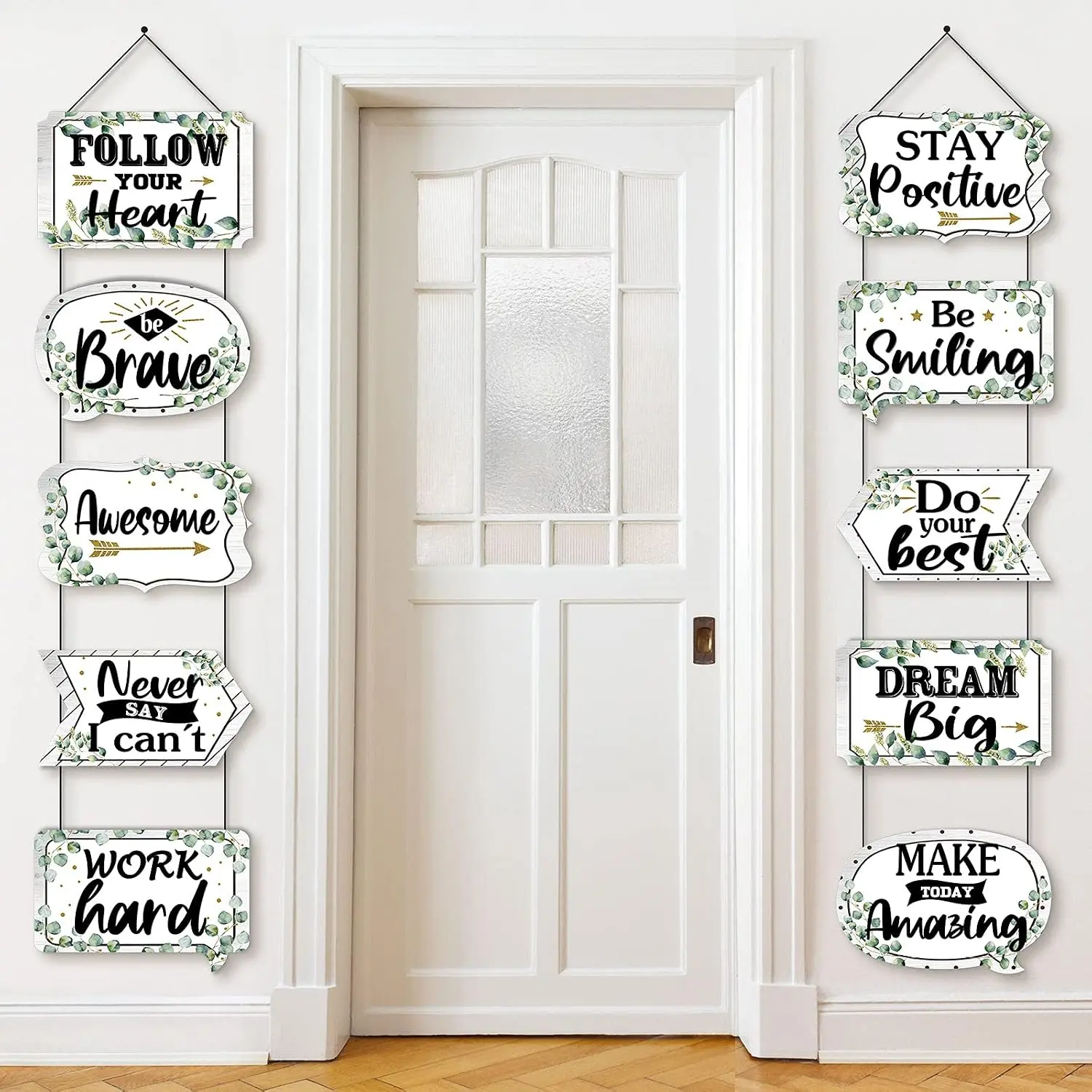 Classroom Decoration Banner Eucalyptus Motivational Banner Poster Inspirational Cards Motivation Porch Sign Positive Sayings Accents Cutouts for  to School  Office  School