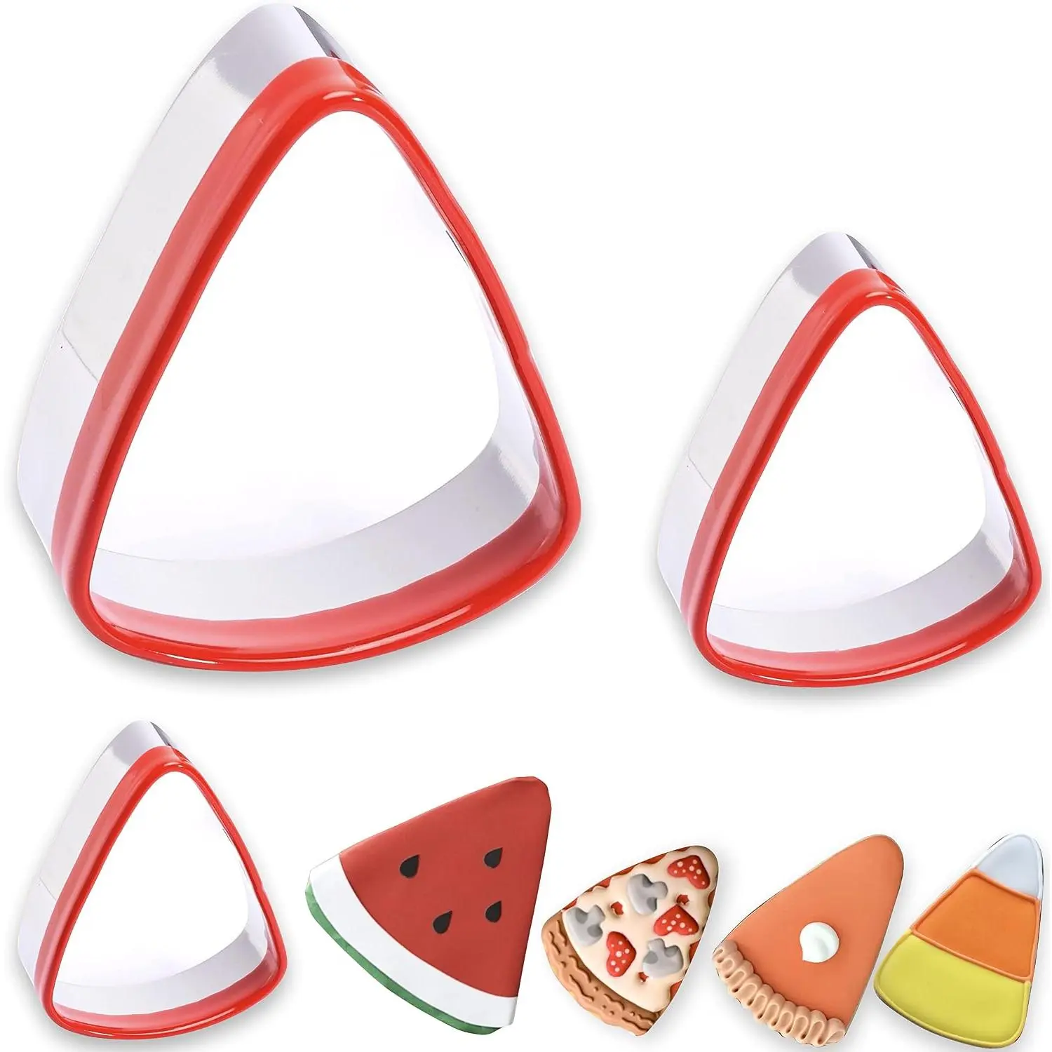 3- Candy Corn Cookie , Fall Thanksgiving Pumpkin Pie Cookie Cutters, Holiday Cookie Cutters,  Design with Protective Red Top PVC