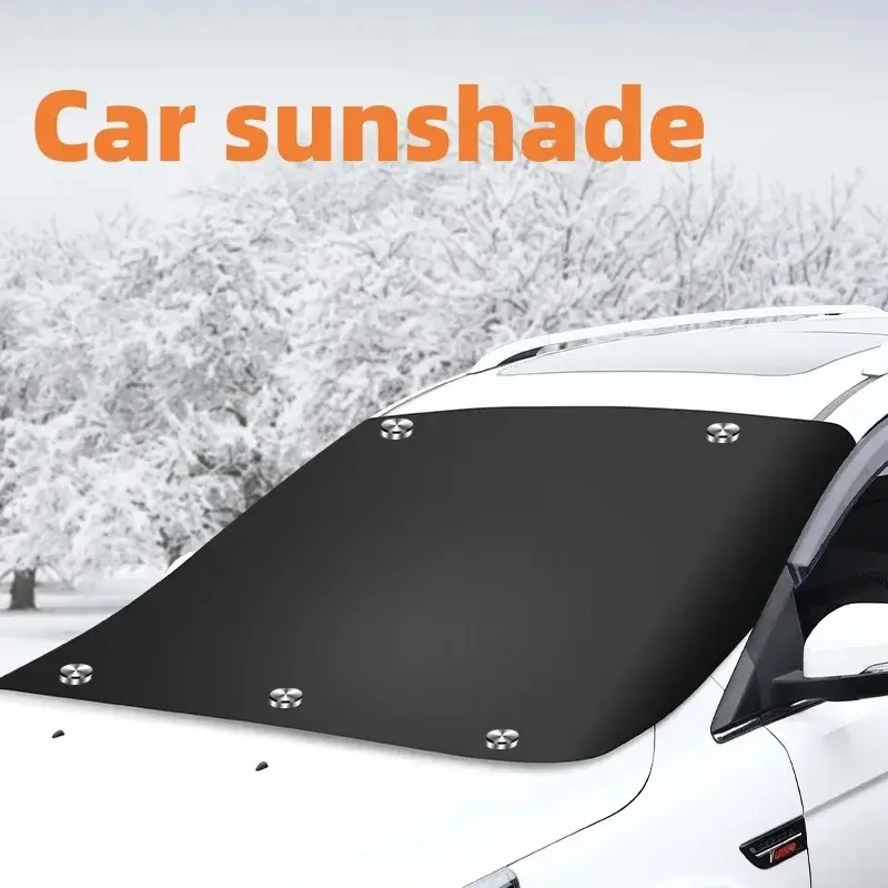 Car windshield sunshade with 5 magnets, thickened anti-frost cover, universal windshield snow shield for cars, trucks, and SUVs – suitable for all seasons.