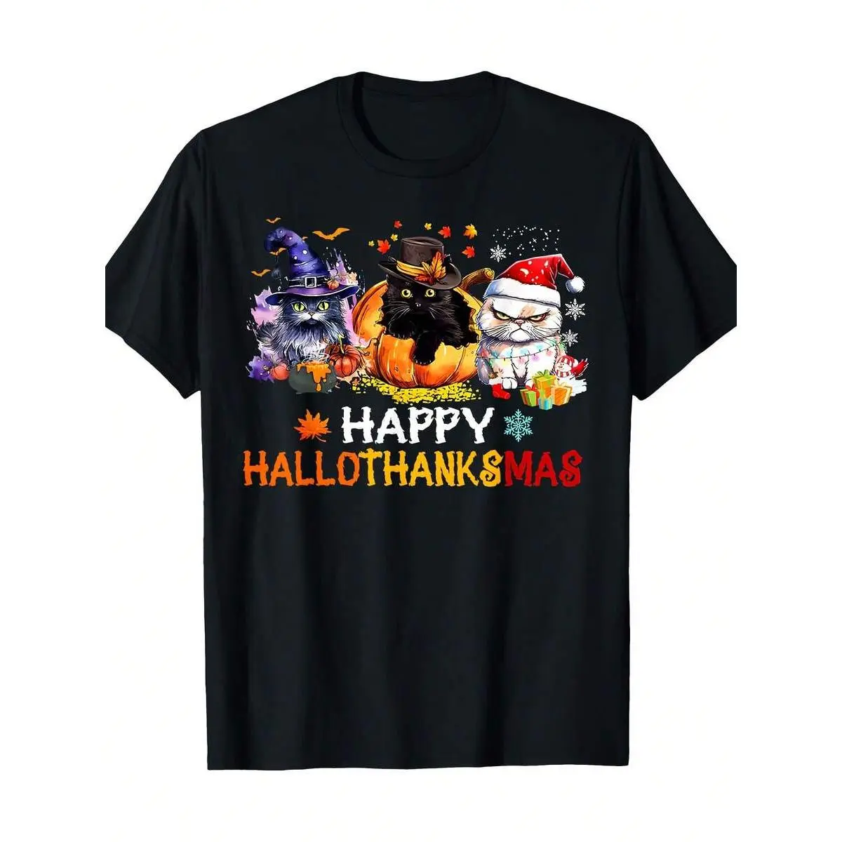 Mens-Shirt 220g% - Lover Halloween Merry Happy Hallo Thanksmas-Shirt, Loose Fit Casual Short Sleeve, Washable, Al
