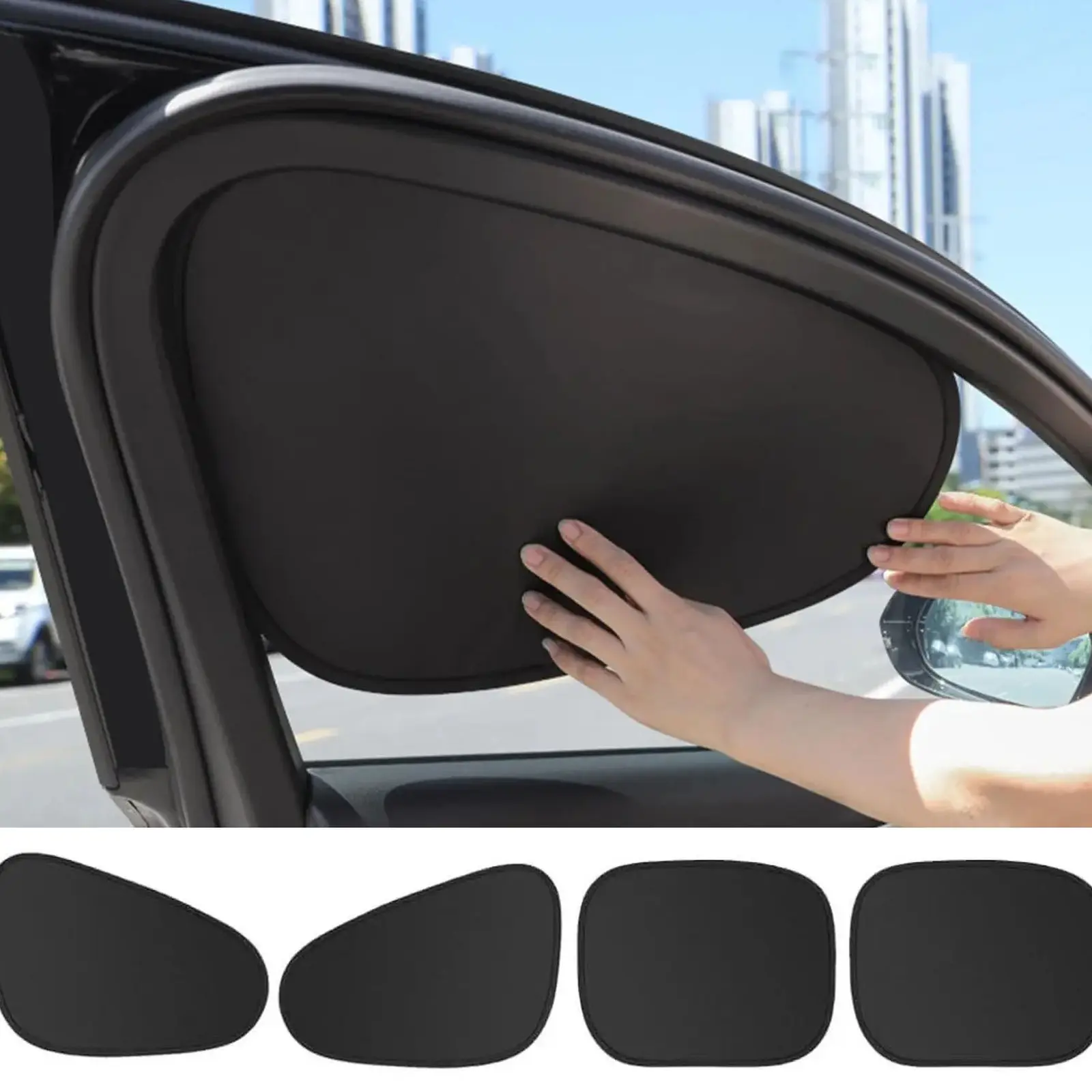 4 Counts Static Attaching Automotive Window Shade Panels, Light Blocking Vehicle Accessory Suitable for Front & Rear Auto Windows for Sun Glare Reduction