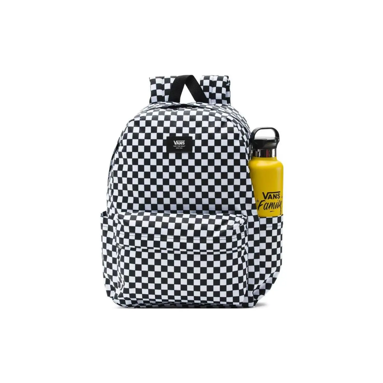 Vans Old Skool H2O Backpack – Unisex Polyester Checkerboard Logo Bag in Black and White