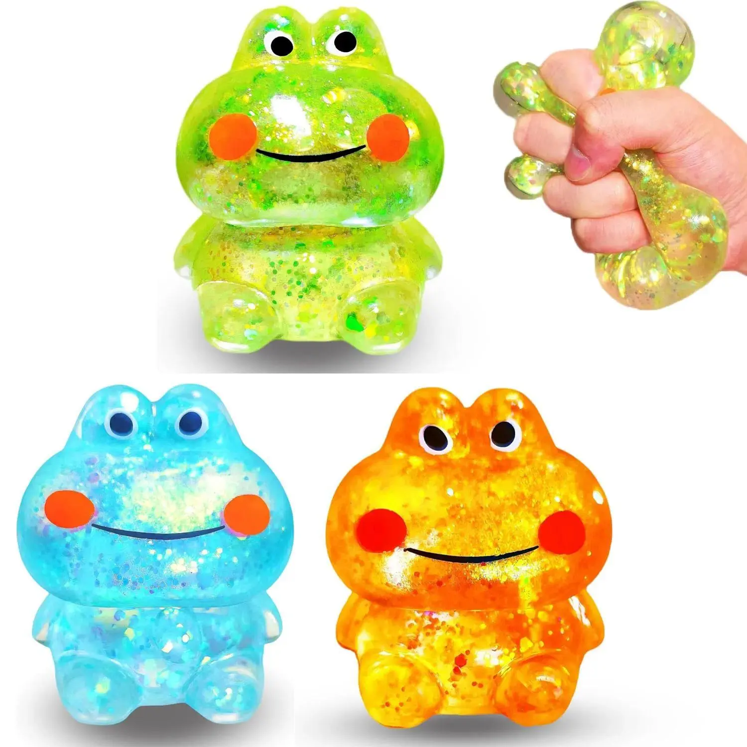 Squishy Frog Stress Balls Stretchy Squish Ball Sensory Squeeze Fidget Toys Stress Relief Balls for Kids Anxiety Relief Gifts