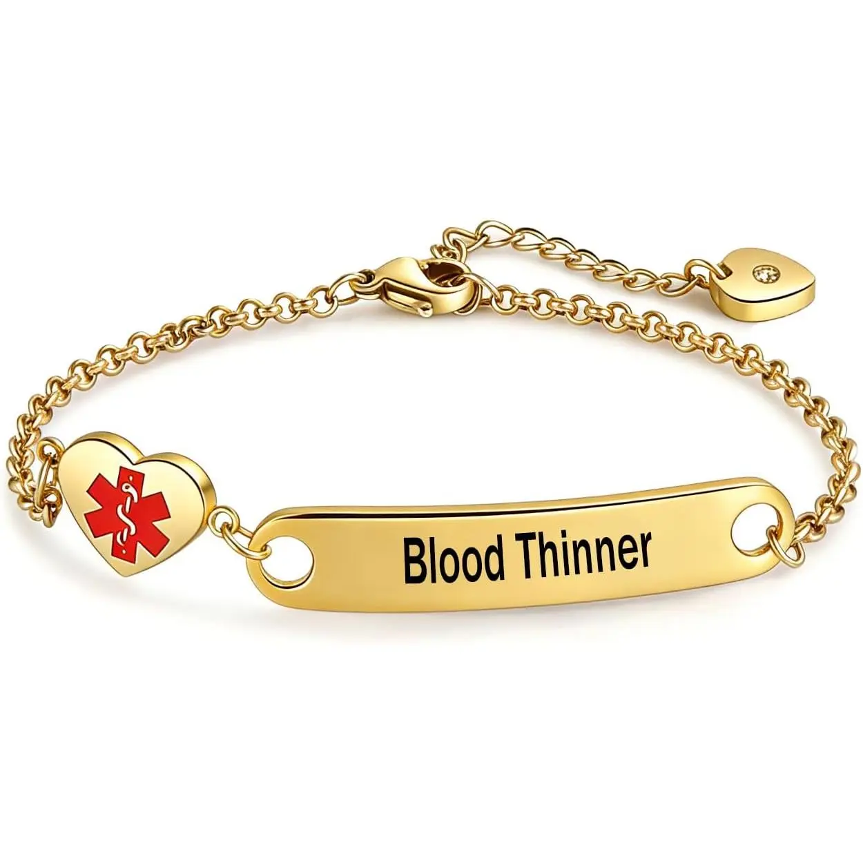 Heart  Alert ID Bracelet for Women    Alert Stainless Steel Adjustable Chain Bracelets