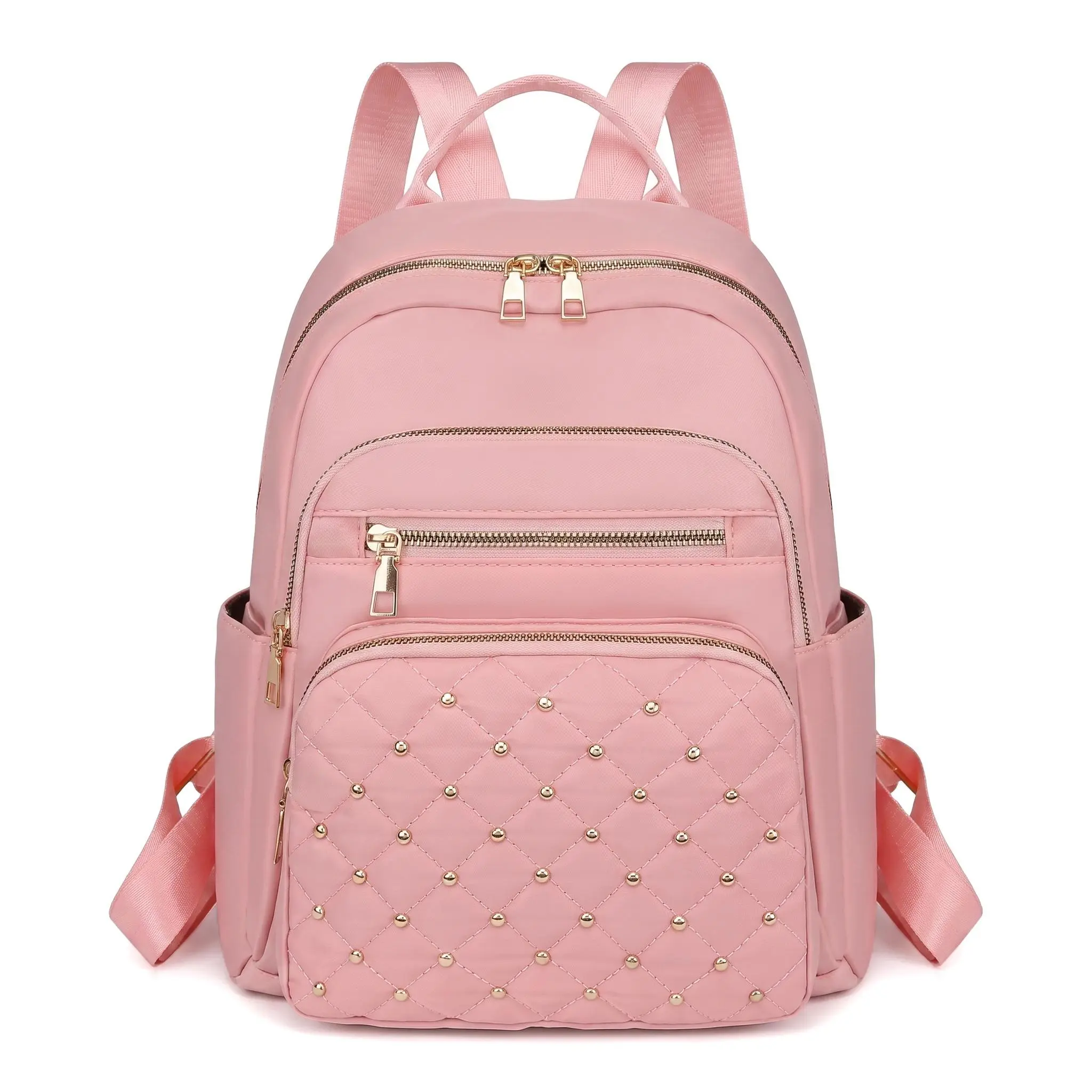 Women's Nylon Fabric Travel Backpack - Casual Lightweight Large Capacity Wear Resistant Daypack with Zipper Closure, Solid Color (Black, Red, Pink, Gray) for School, Everyday Use, Backpacks For School, School Backpacks