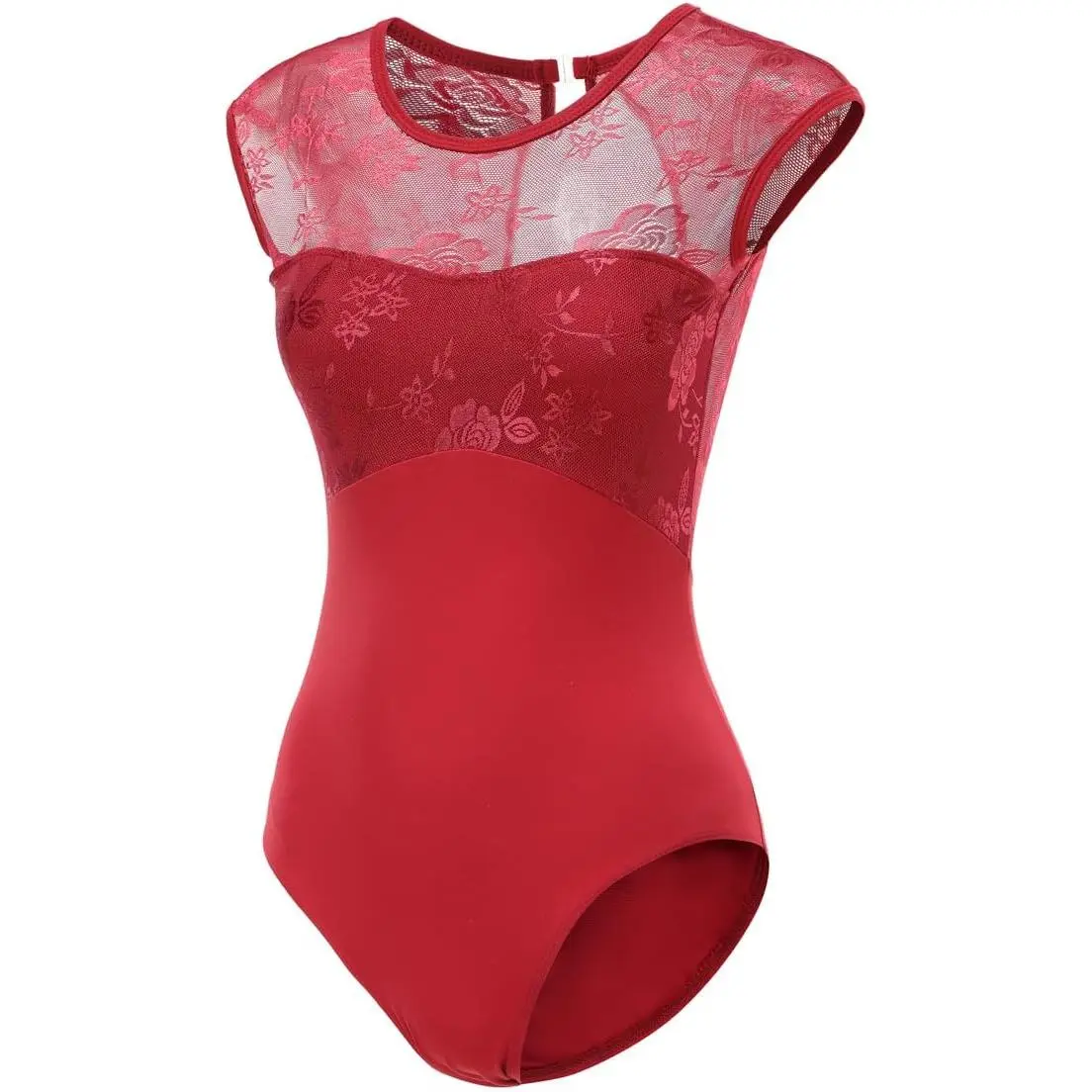 Women's Short Sleeve Poly-Spandex Leotard with Built-in Shelf Bra, Moisture Wicking Stretch-Fit Bodysuit for Ballet, Cheer, and Tap, Female