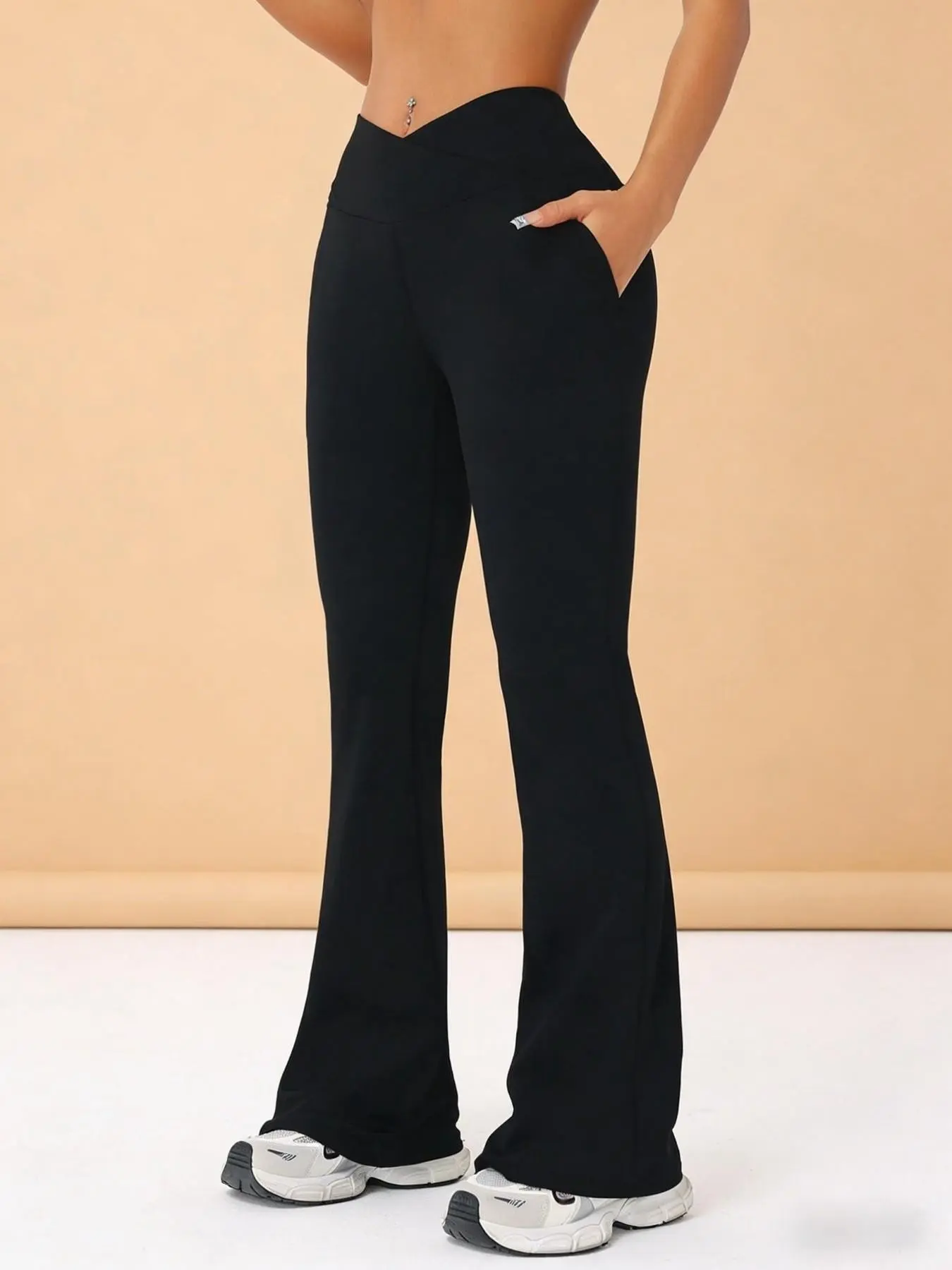 Cross Waist Micro Flare Yoga Pants, High Elasticity Butt Lifter, Long Leg Effect, Versatile Bell Bottoms for Fitness and Casual Wear