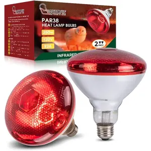 250W Chicken Heat Lamp Bulbs, PAR38 Heat Lamp for Chicks, Infrared Reflector Heat Bulb for Brooder Heater, Incandescent Heat Lamp for Pet, Bathroom, Food (2 Pack)