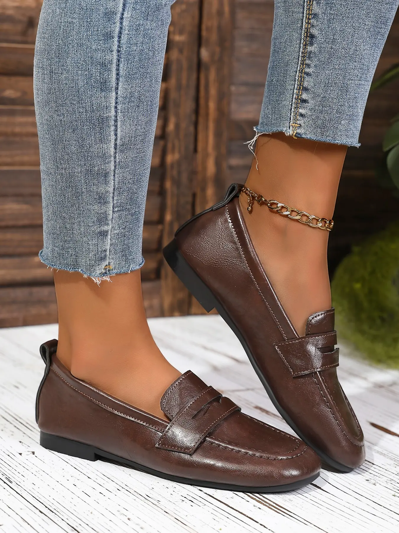 2026 New Arrival, Strap Groove Penny Slip On Loafers, Formal Casual Flats, Shiny Soft Synthetic Leather, Low Flat Stable Sole, Unisex Design, Business Casual Shoes For Office Formal Look, Daily Commute, British Style All-season Outfits For Men & Women